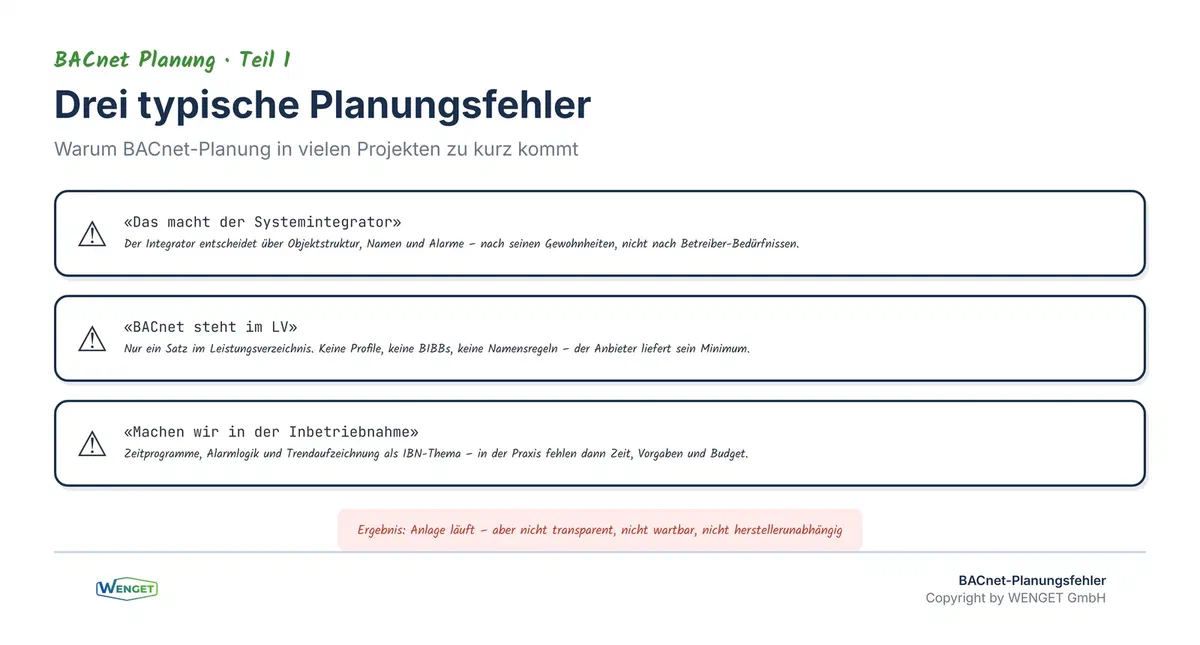 Drei typische Muster, warum BACnet-Planung oft zu kurz kommt