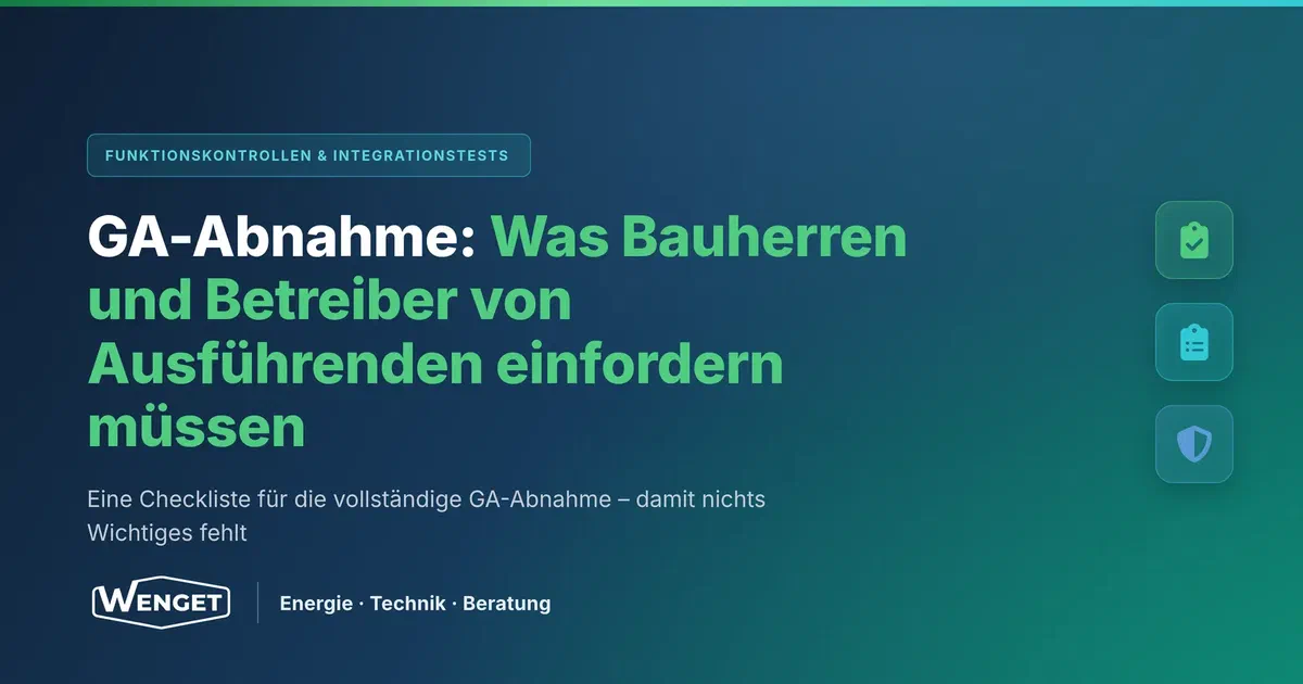 GA-Abnahme: Was Bauherren & Betreiber von Ausführenden einfordern müssen