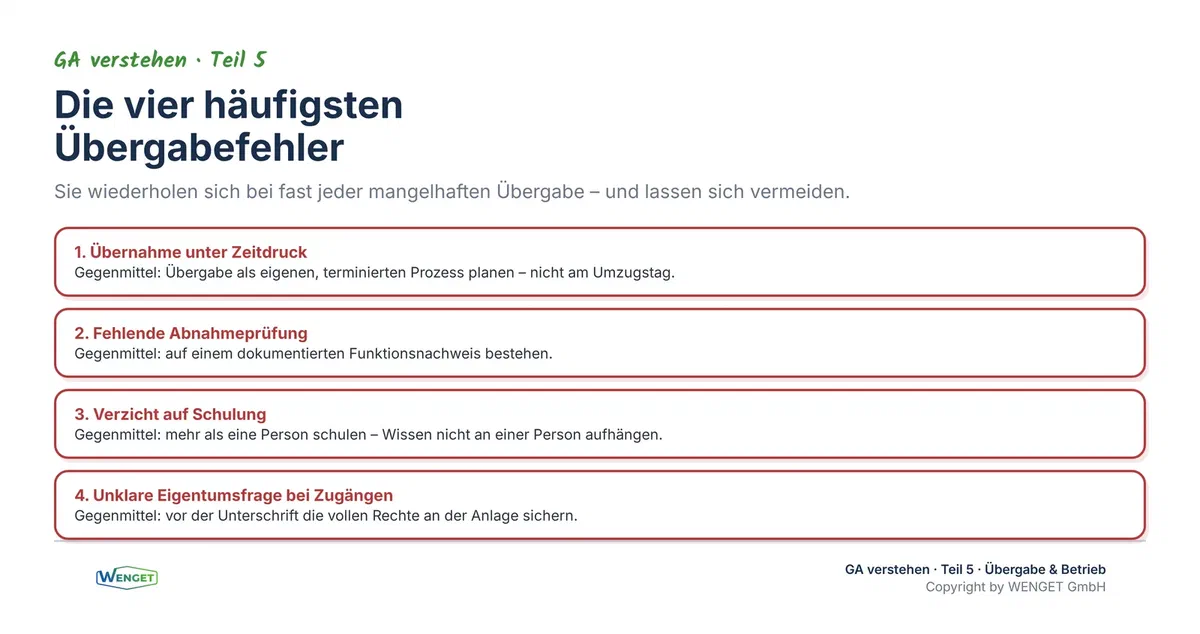 Die vier häufigsten Übergabefehler, und wie Sie sie vermeiden